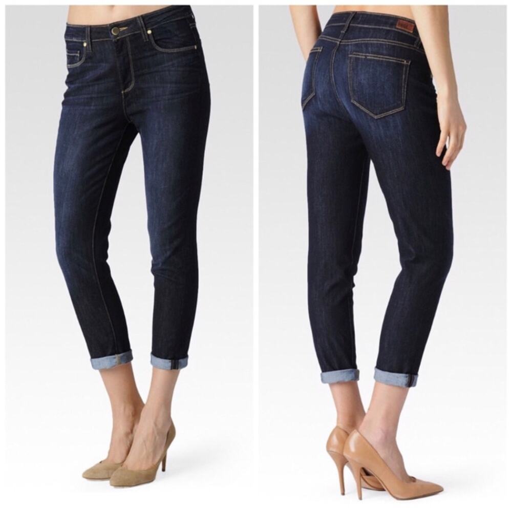 Paige Callie Crop Dean Dark Blue Wash Jeans Size 25